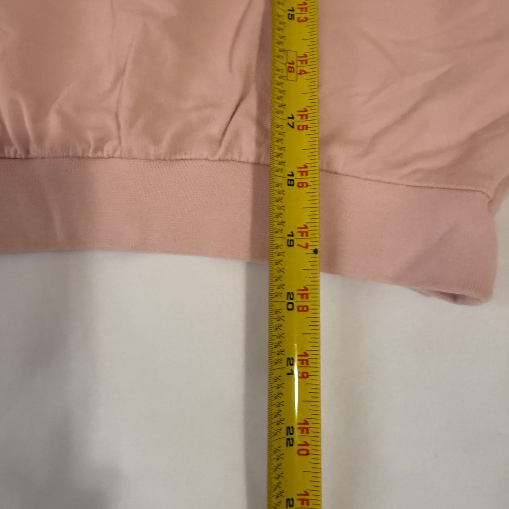ZARA Pink Gathered Sleeve Sweatshirt Women Medium Crew Neck Casual Pullover - Picture 15 of 15